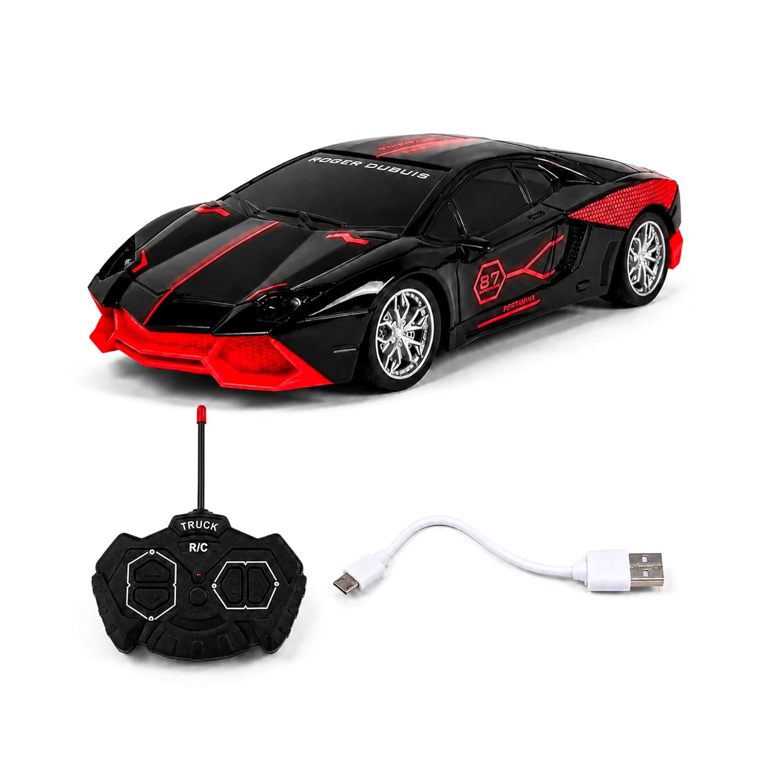 Wishkey Remote Control Car Toy Super High Speed Racing Car with Stylish Looks & Modern Design,RC Vehicle Toy for Kids Age 4+ Years Black-Red, (Pack of 1)