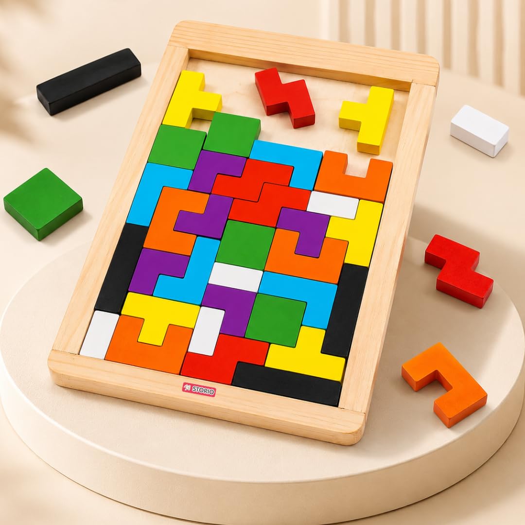 Storio Toys Wooden Russian Blocks Puzzles for Kids Adults, Wood Intelligence Puzzle for Ages 3-8,Wooden Puzzles Brain Teasers Toy Educational Gift.
